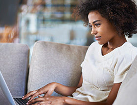 single woman on laptop